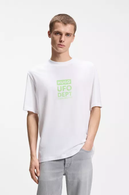 Cotton-jersey T-shirt with printed artwork