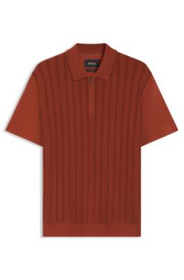 Zip-neck polo shirt in cotton and silk 1