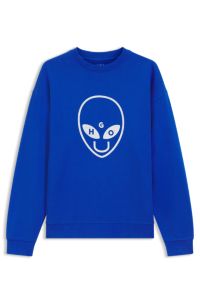 Cotton-terry sweatshirt with logo artwork, Blue