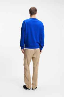 Sweater van katoenen badstof met logo-artwork, Blauw