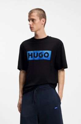 Cotton-jersey T-shirt with logo artwork, Black