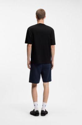 Cotton-jersey T-shirt with logo artwork, Black