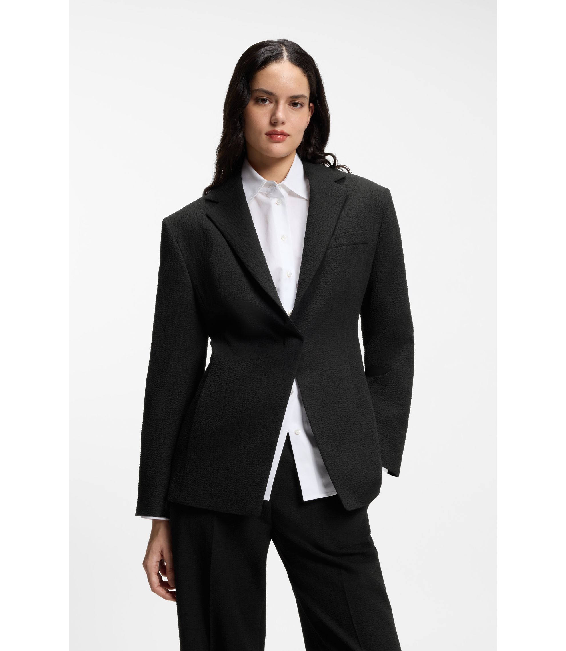 Hugo Boss Relaxt-Fit Blazer aus Seersucker mit Kettengürtel