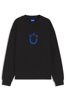 Cotton-terry sweatshirt with Happy HUGO 1