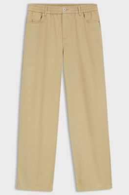 Relaxed-fit trousers in cotton, Beige