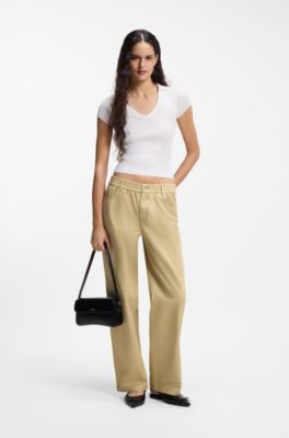 Relaxed-fit trousers in cotton, Beige