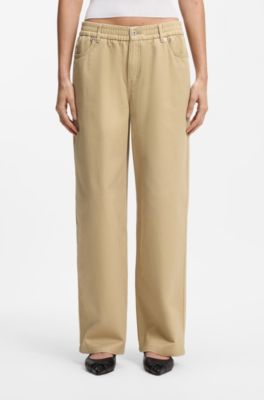 Relaxed-fit trousers in cotton, Beige