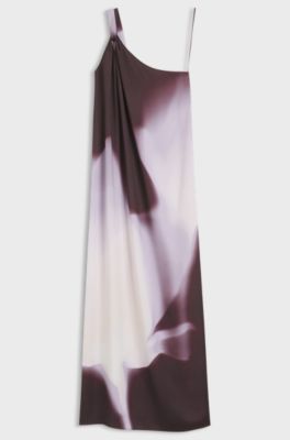 One-shoulder dress with floral print, Patterned