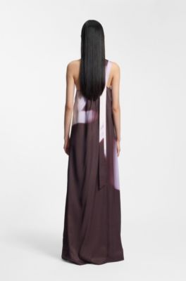 One-shoulder dress with floral print, Patterned