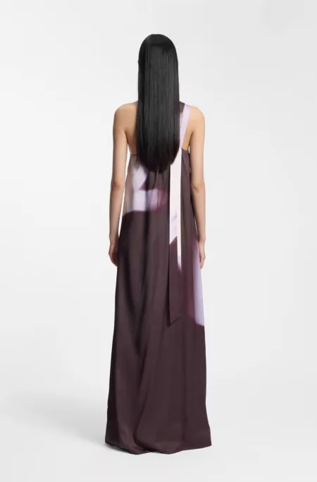 One-shoulder dress with floral print