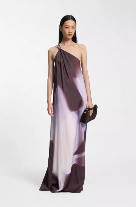 One-shoulder dress with floral print