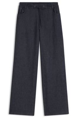 Regular-fit trousers in lightweight denim with drawstring waist 1