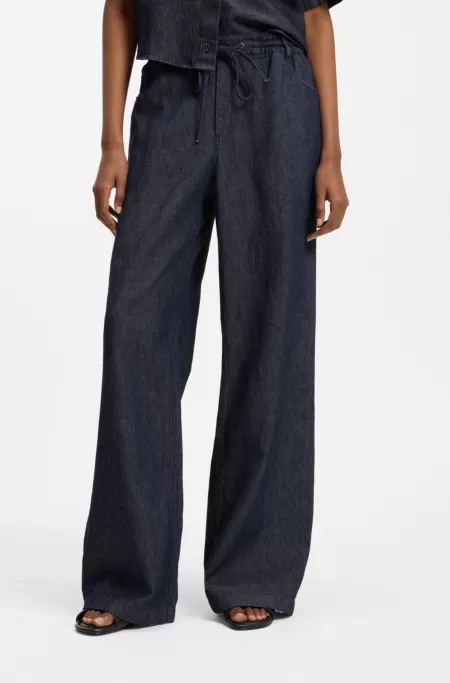 Regular-fit trousers in lightweight denim with drawstring waist