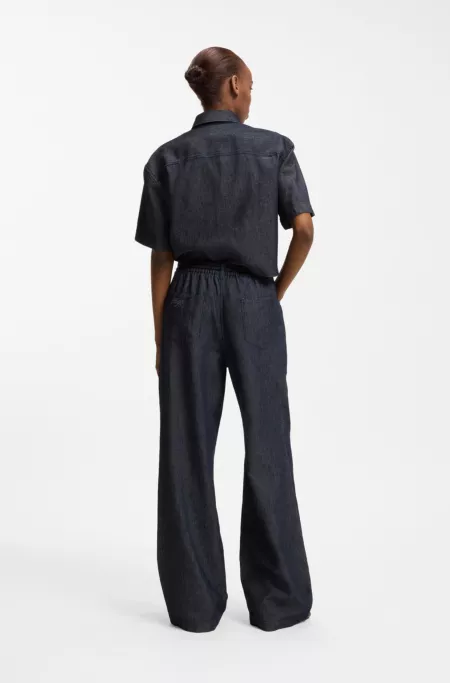 Regular-fit trousers in lightweight denim with drawstring waist