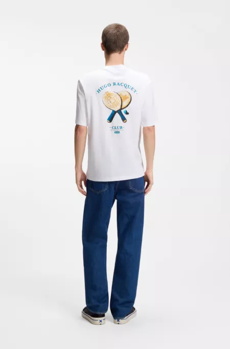 Cotton-jersey T-shirt with rear printed artwork