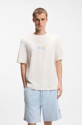 T-Shirt aus Baumwoll-Jersey mit r&uuml;ckseitigem Artwork-Print, Natur