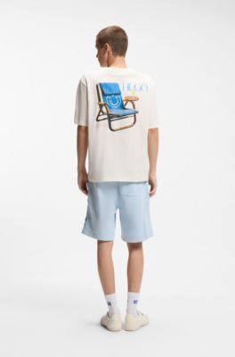 T-shirt i bomullsjersey med tryckt motiv bak, Naturf&auml;rg