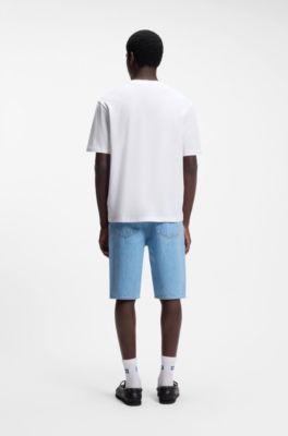 T-Shirt aus Baumwoll-Jersey mit Happy HUGO Logo, Wei&szlig;
