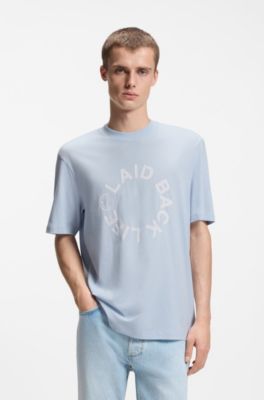 T-shirt en jersey de coton avec logo Happy HUGO, bleu clair