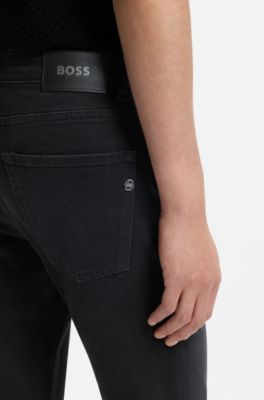 Delaware Slim-Fit Jeans aus tiefschwarzem Stretch-Denim, Schwarz
