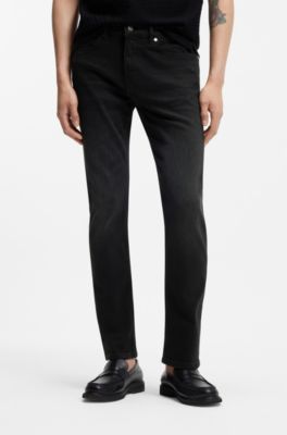 Delaware Slim-Fit Jeans aus tiefschwarzem Stretch-Denim, Schwarz