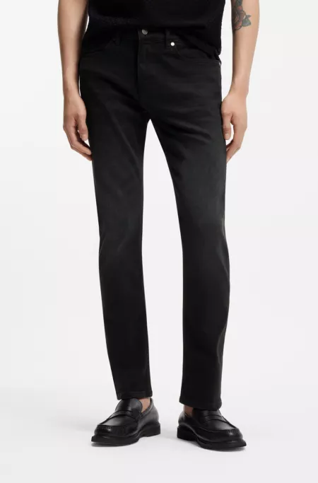 Delaware slim-fit jeans in deep-black stretch denim