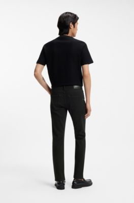 Delaware Slim-Fit Jeans aus tiefschwarzem Stretch-Denim, Schwarz
