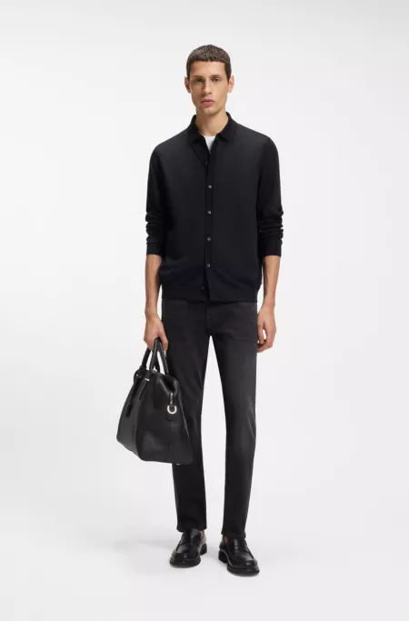 Delaware slim-fit jeans in black comfort-stretch denim