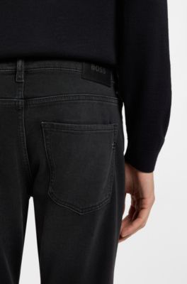 Delaware slim-fit jeans in black comfort-stretch denim, Black