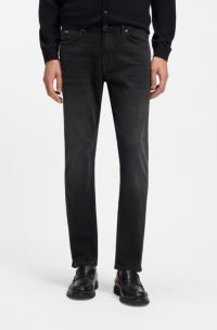 Delaware slim-fit jeans in black comfort-stretch denim, Black