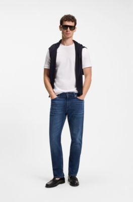 Maine regular-fit jeans in blue comfort-stretch denim, Blu scuro