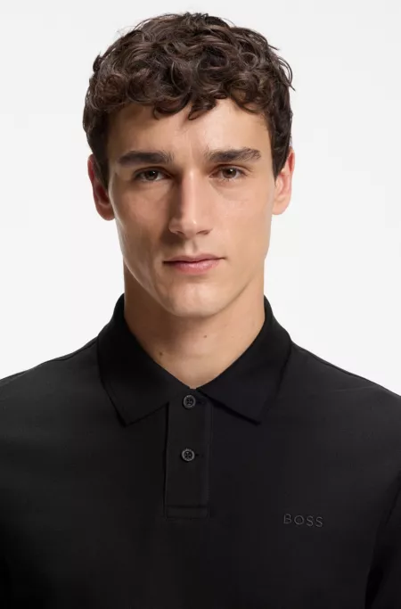 Regular-fit polo shirt in honeycomb-structured cotton piqué
