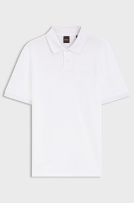 Regular-fit polo shirt in honeycomb-structured cotton piqu&eacute;, White