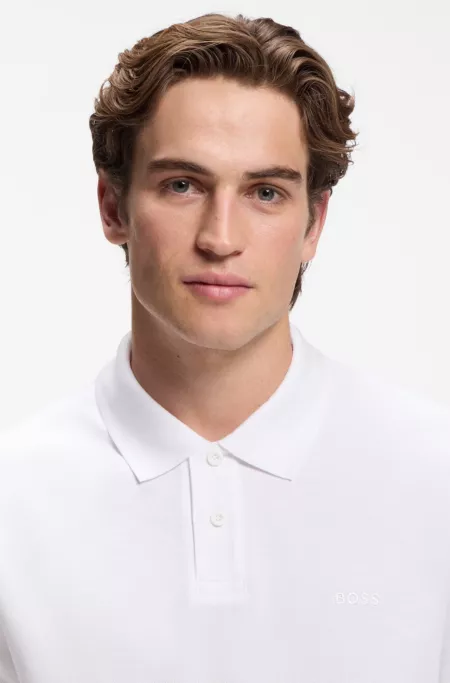 Regular-fit polo shirt in honeycomb-structured cotton piqué