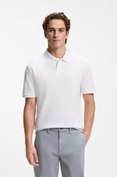 Regular-fit polo shirt in honeycomb-structured cotton piqué