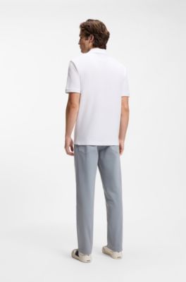 Regular-fit polo shirt in honeycomb-structured cotton piqu&eacute;, White