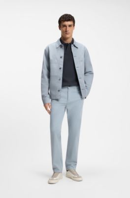 Regular-fit polo shirt in honeycomb-structured cotton piqu&eacute;, Dark Blue