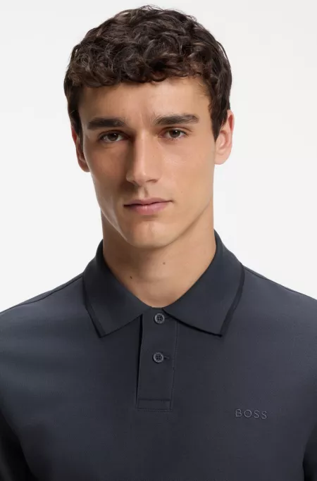 Regular-fit polo shirt in honeycomb-structured cotton piqué