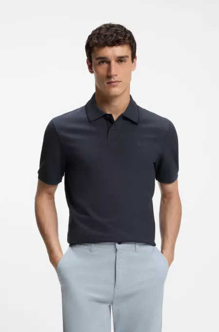 Regular-fit polo shirt in honeycomb-structured cotton piqué