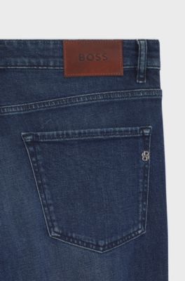 Maine Regular-Fit Jeans aus bequemem blauem Stretch-Denim, Dunkelblau