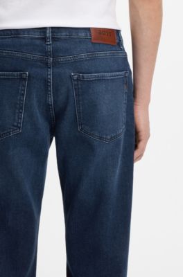 Maine Regular-Fit Jeans aus bequemem blauem Stretch-Denim, Dunkelblau