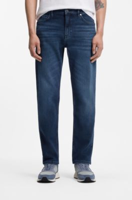 Maine Regular-Fit Jeans aus bequemem blauem Stretch-Denim, Dunkelblau