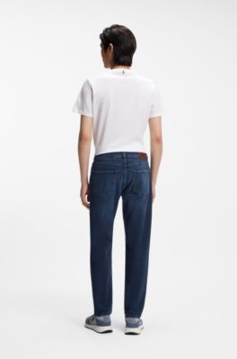 Maine Regular-Fit Jeans aus bequemem blauem Stretch-Denim, Dunkelblau