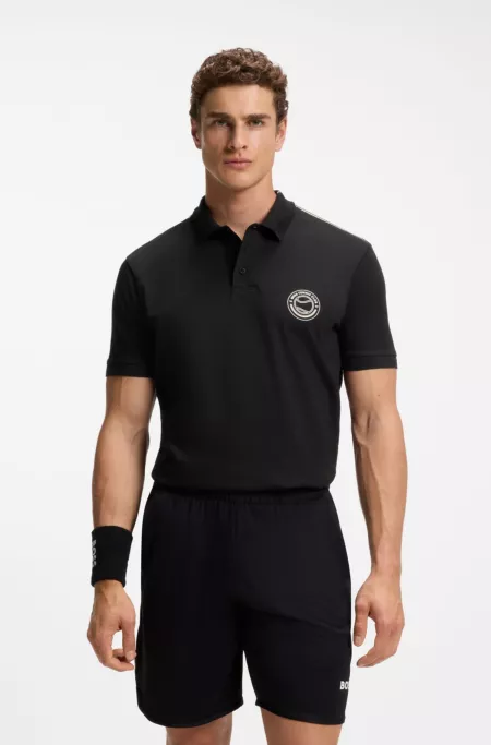 Polo en coton stretch avec logo inspiré du tennis