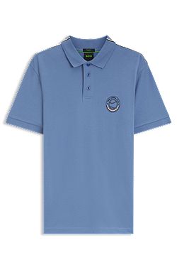 Stretch-cotton polo shirt with tennis-inspired logo