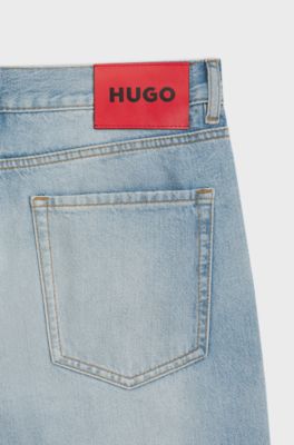 Tapered-fit jeans in bright-blue denim, Light Blue