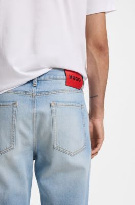 Jeans affusolati relaxed fit in denim blu acceso, Celeste