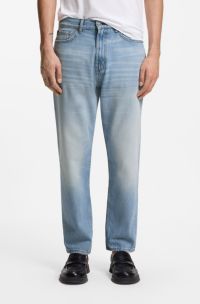 Relaxed-tapered-fit jeans in bright-blue denim, Light Blue
