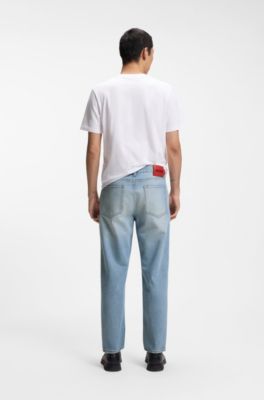 Relaxed-tapered-fit jeans in bright-blue denim, Light Blue
