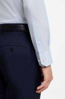 Camicia slim fit in misto cotone elasticizzato italiano, Grigio chiaro